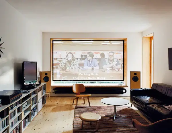 Vintage audio with an automated projector screen